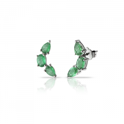 Pair of Earrings 'GLAMOUR' Collection Emeralds