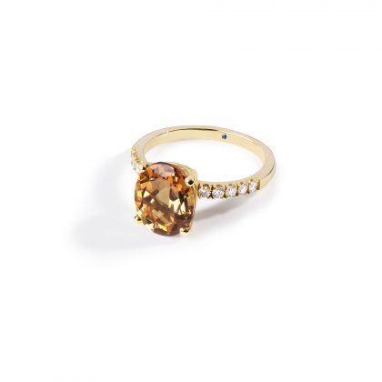 Ring 'QUEEN' Collection in Yellow Gold, Diamonds and Zultanite