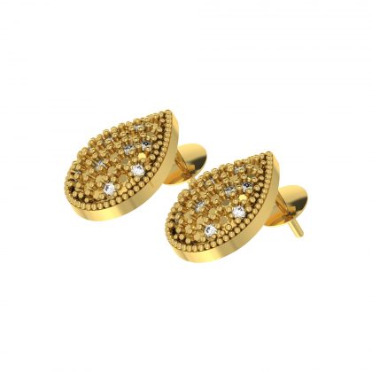 Earrings 'QUEEN' Collection in Yellow Gold and White Sapphires