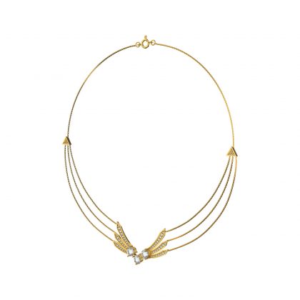 WINGS' Collection necklace in Yellow Gold and White Topaz