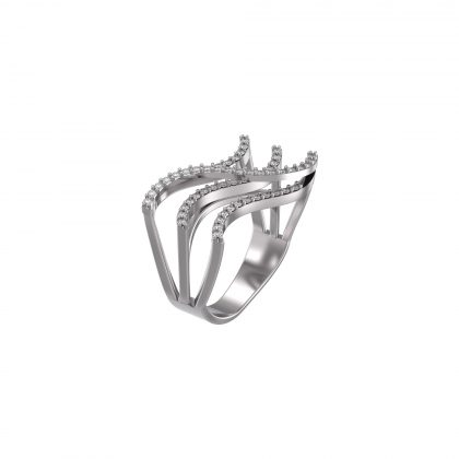 White Gold and Diamonds 'WAVES' Collection Ring