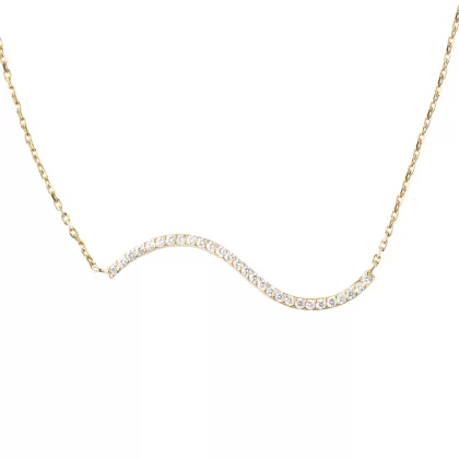Necklace Yellow Gold 'WAVES' Collection with Diamonds