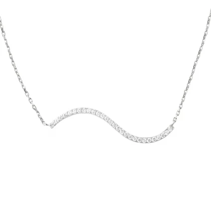 White Gold and Diamond 'WAVES' Collection Necklace
