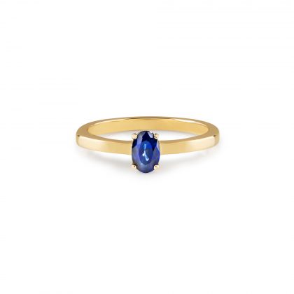 16" yellow gold and sapphire 'ROMANCE' solitaire ring